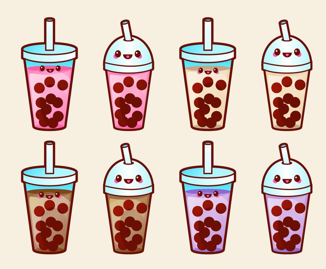 Happy Bubble Tea Vector Set
