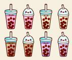 Happy Bubble Tea Vector Set