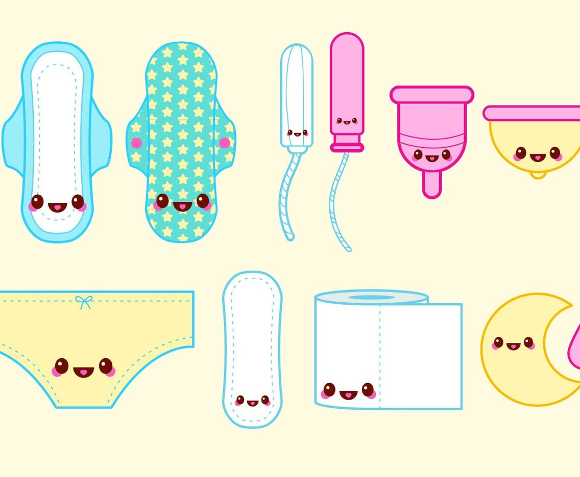 Happy Tampon Period Vector Set