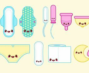 Happy Tampon Period Vector Set
