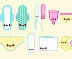 Happy Tampon Period Vector Set