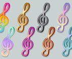 Violin Key Treble Clef 3D Icons