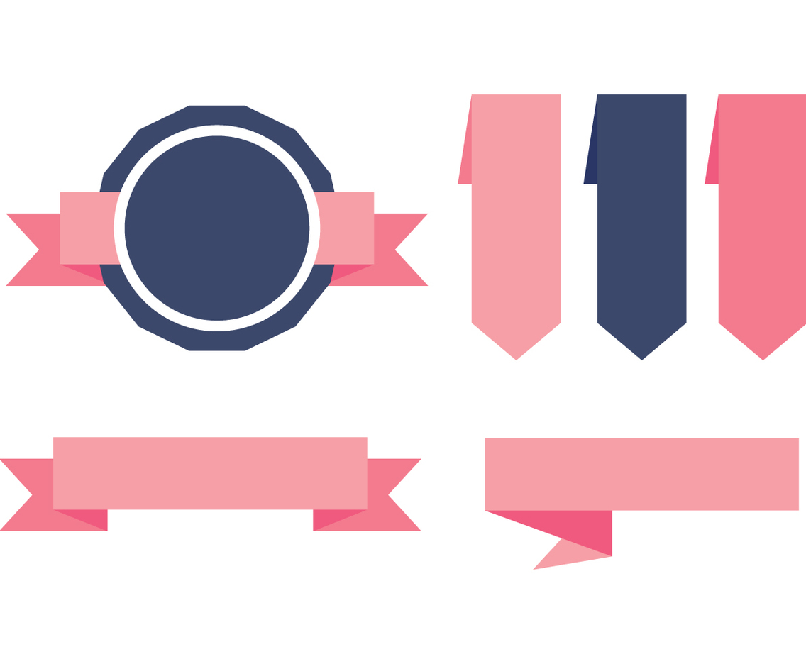 Blue and Pink Sash Etiquetas Vectors