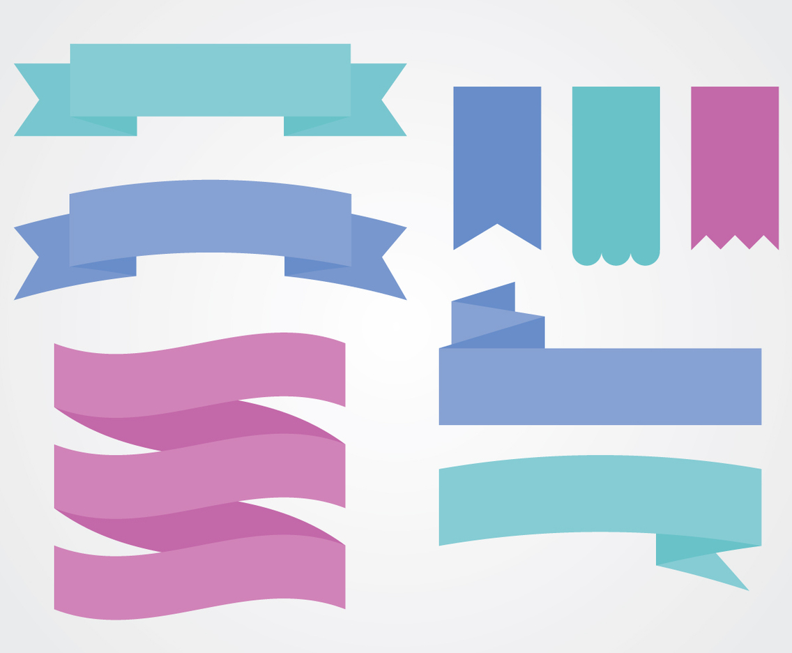 Flat Colorful Ribbon Sash Banner Vectors