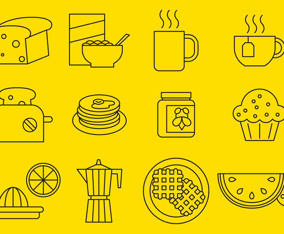 Breakfast Line Icons