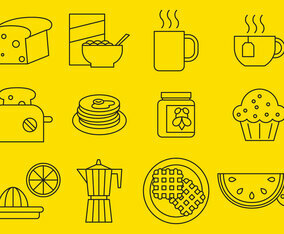 Breakfast Line Icons