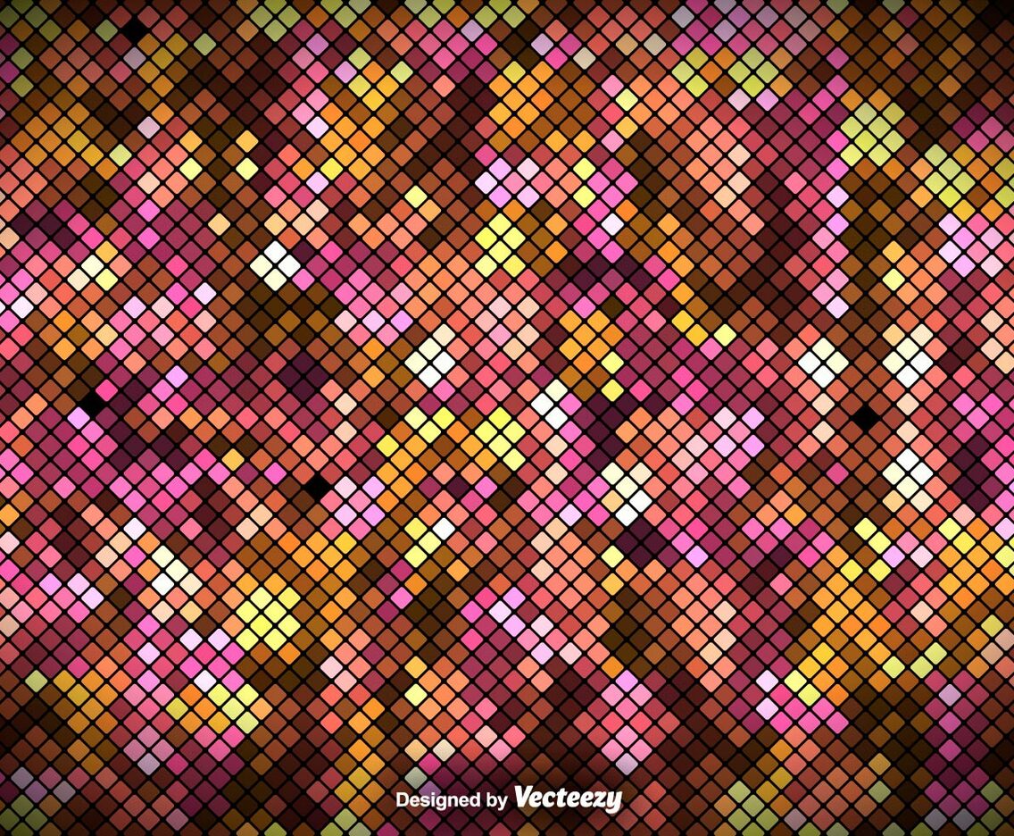 Colorful Square Tiles Pattern - Vector Pixelated Background