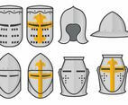 Templar Knight Helmet Vector Set