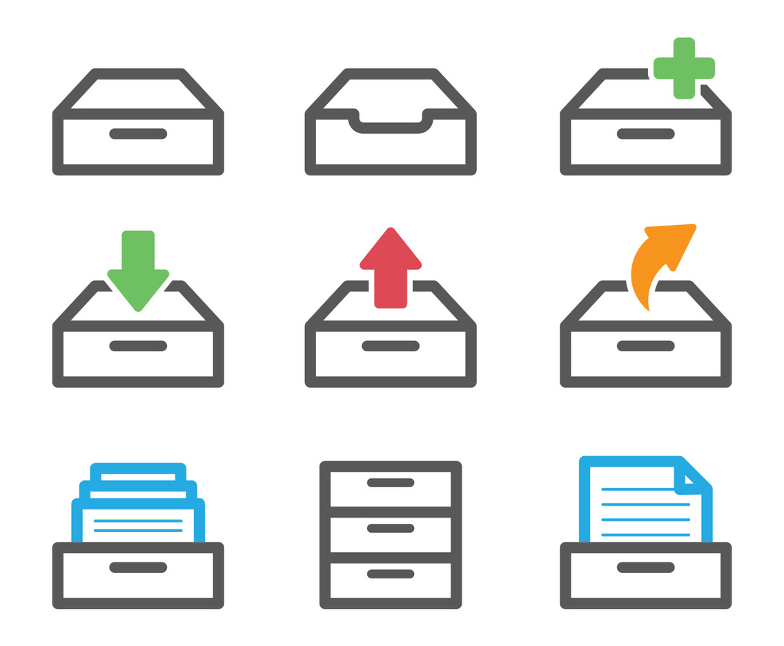 Colorful File Cabinet Vectors