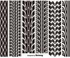 Set Of Six Vector Car Tire Track Isolated On White