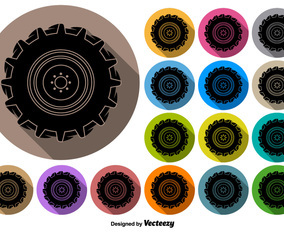 Vector Buttons Of Black Tractor Tire Icon