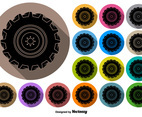 Vector Buttons Of Black Tractor Tire Icon