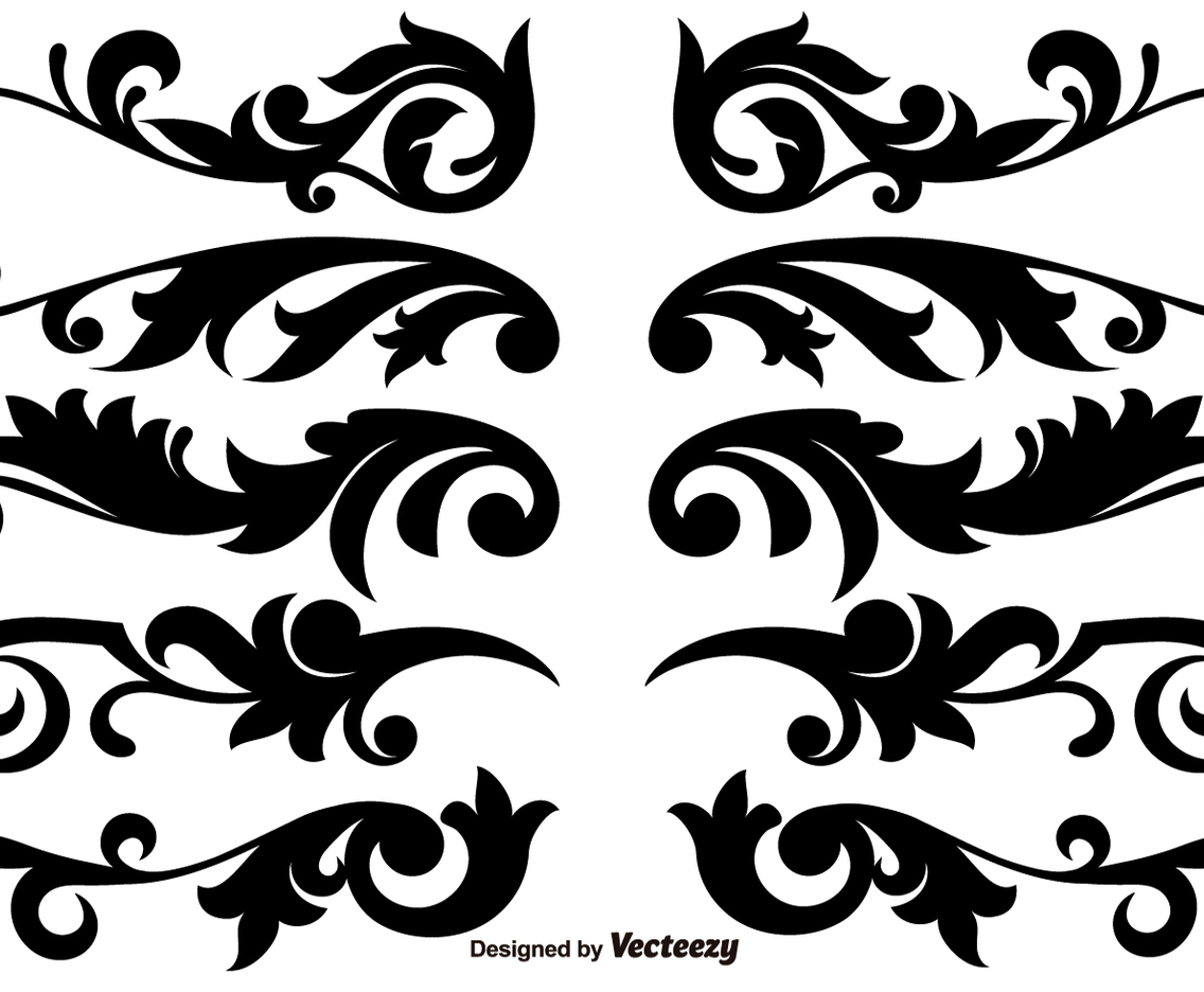Scroll Works Design, Ornamental Decorative Vector Elements