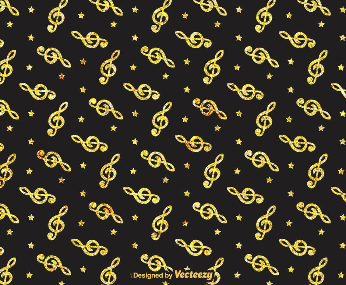 Golden Violin Key Vector Pattern