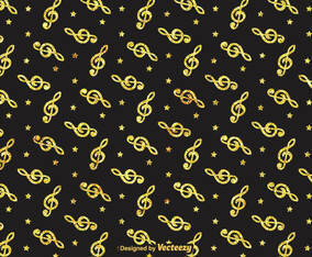 Golden Violin Key Vector Pattern