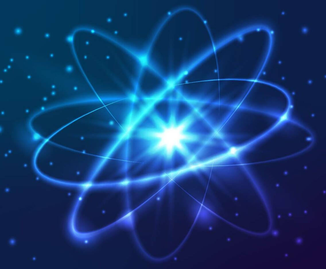 Vector Shining Neon Lights Atom Model