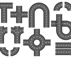 Free Road with Roundabout Element Vector