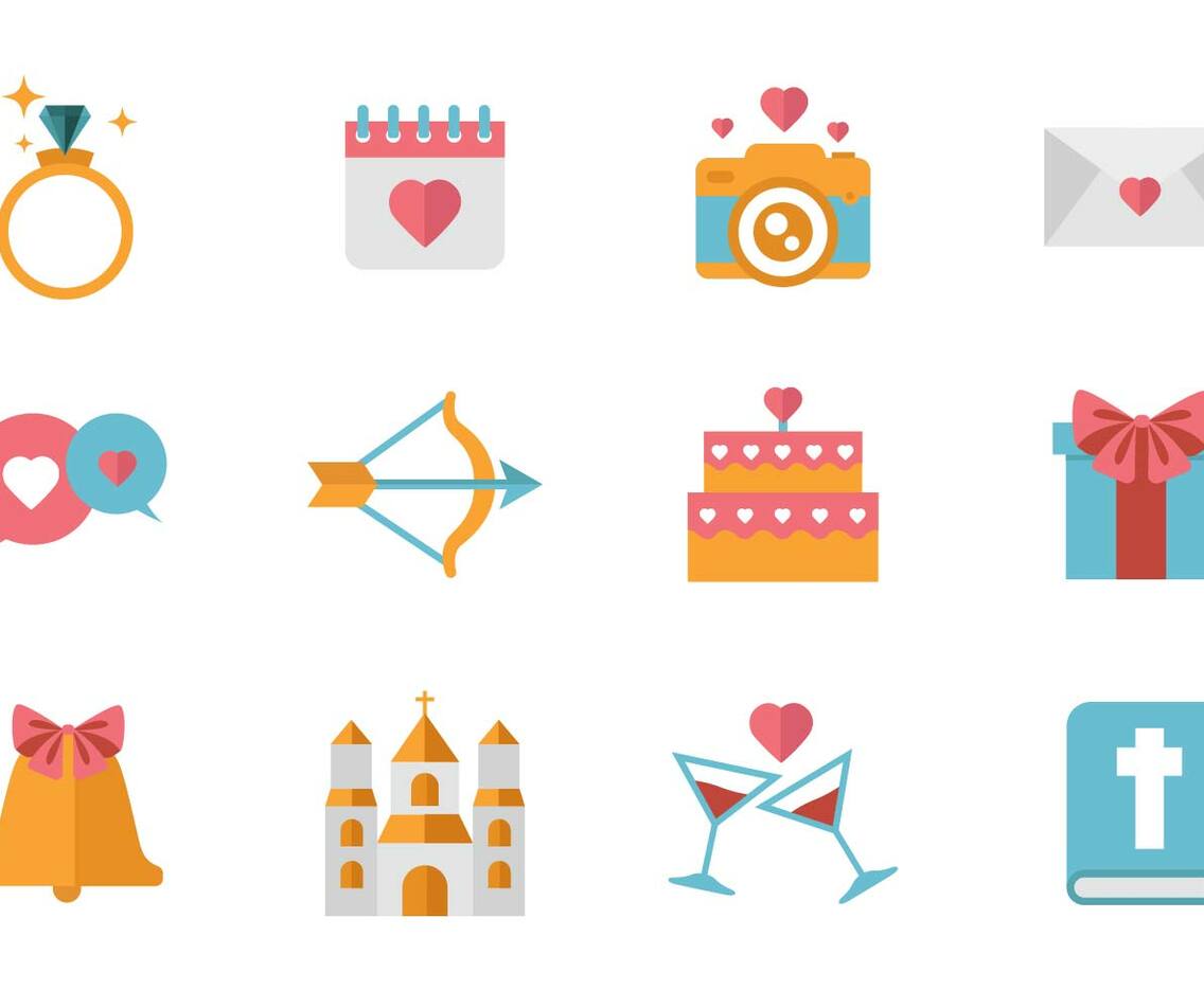 Free Wedding Icons Vector.