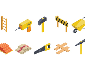Free Isometric Bricklayer Vector