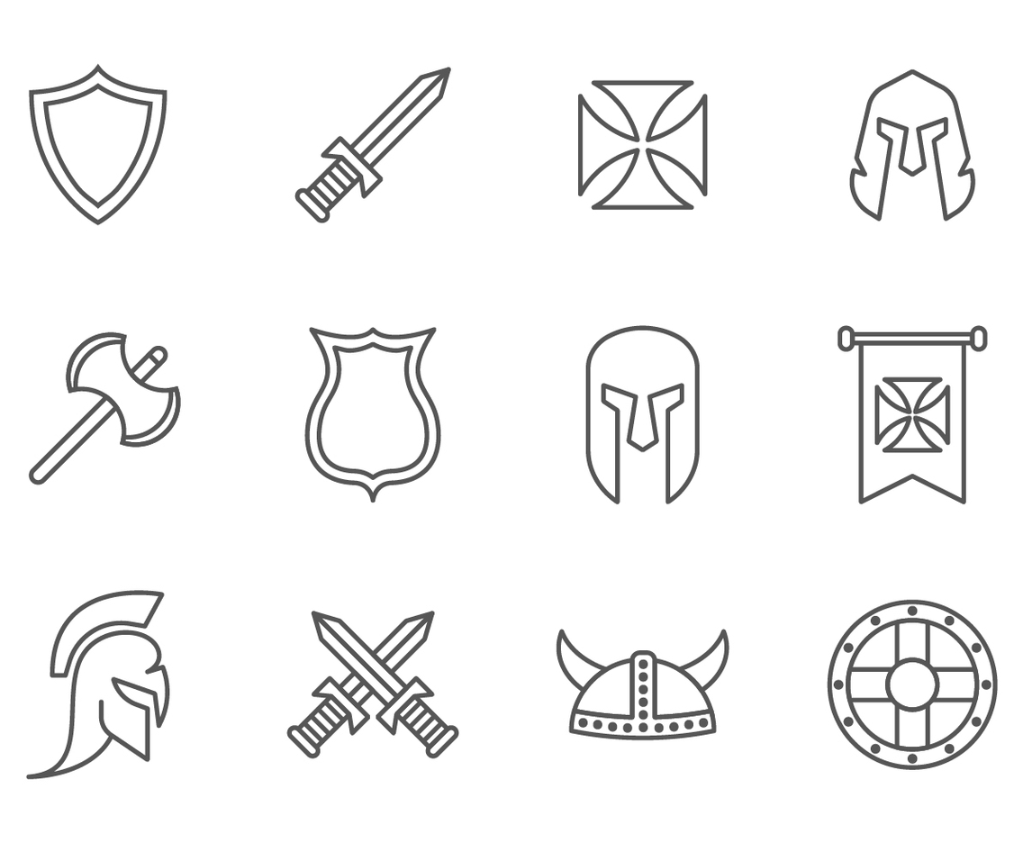 Free Simple Line Medieval War  Knight Templar Icons