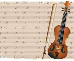 Violin With Notes Background