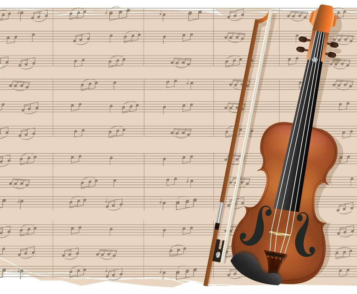 Violin With Notes Background