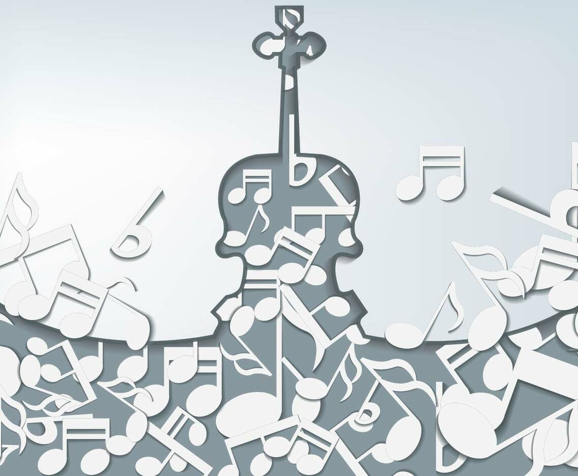 Violin With Notes Background