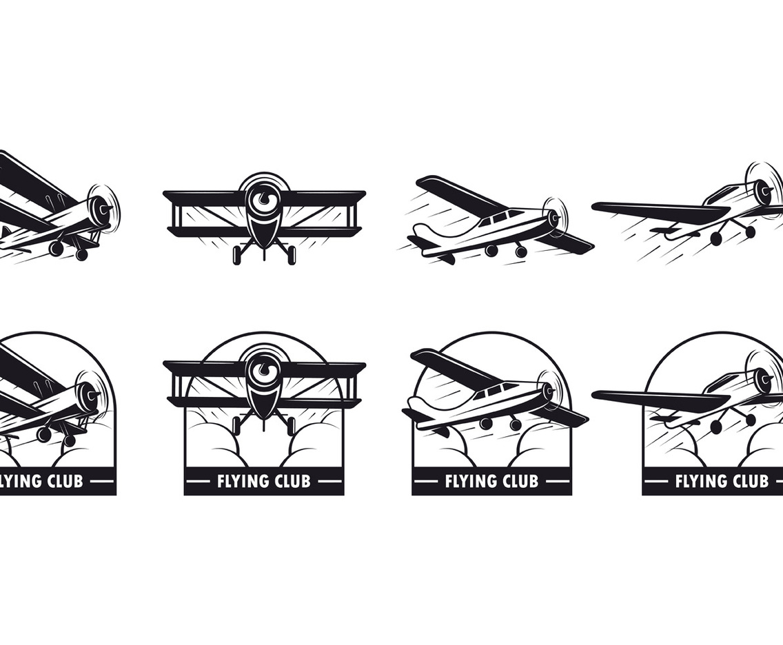 Set Of Biplane Vector