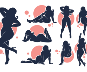 Vector Silhouettes of Plus Size girls