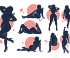 Vector Silhouettes of Plus Size girls