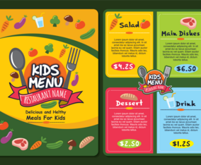 Cute Colorful Kids Menu Template