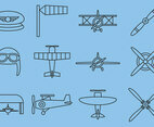 Retro Airplane Line Icons