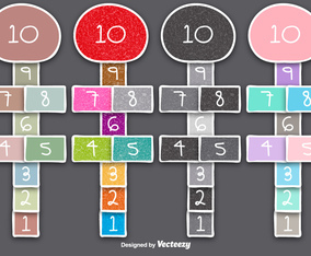 4 Doodle Style Hopscotch GamesVector elements