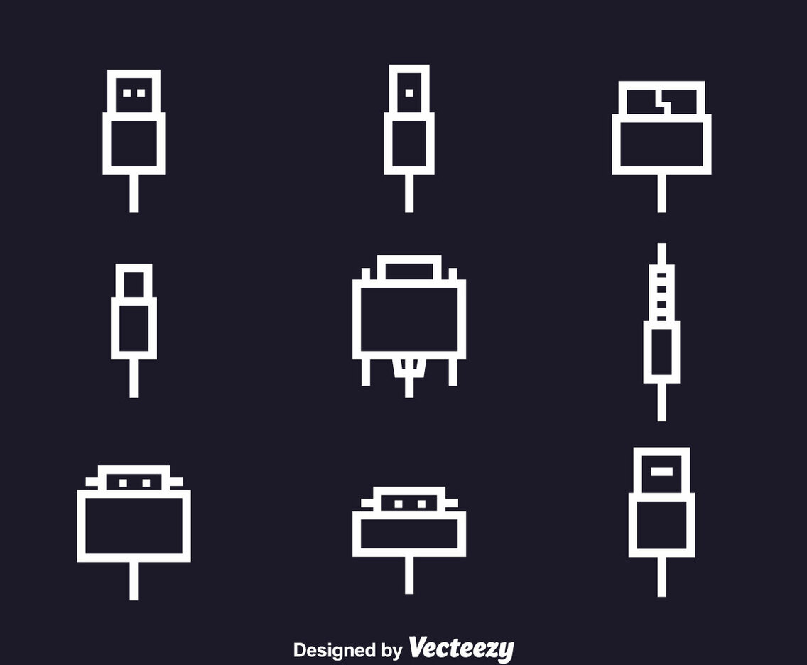 Wire Cable Icons Set