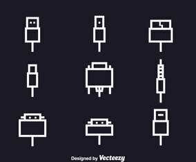 Wire Cable Icons Set
