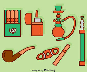 Smoking Icons Set Vector