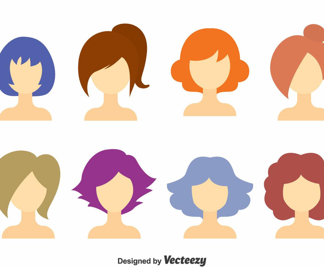 GIrl Hair Style Collection Vector