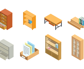 Free Isometric File Cabinet and Storage Vector