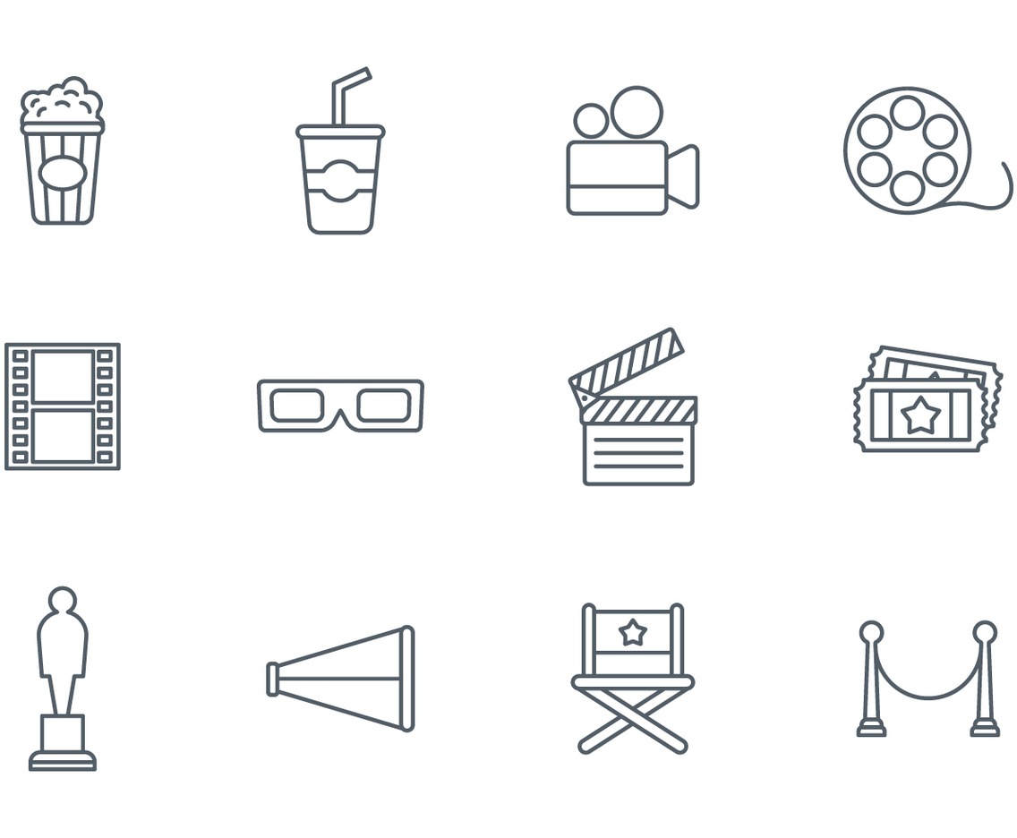 Free Movie Line Icon Set Vector