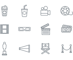 Free Movie Line Icon Set Vector