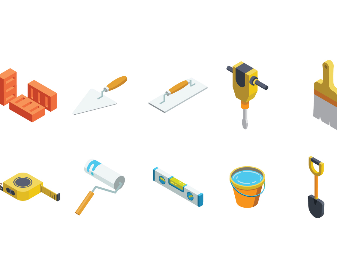 Free Isometric Bricklayer Vector