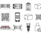 QR code and Barcode icons set
