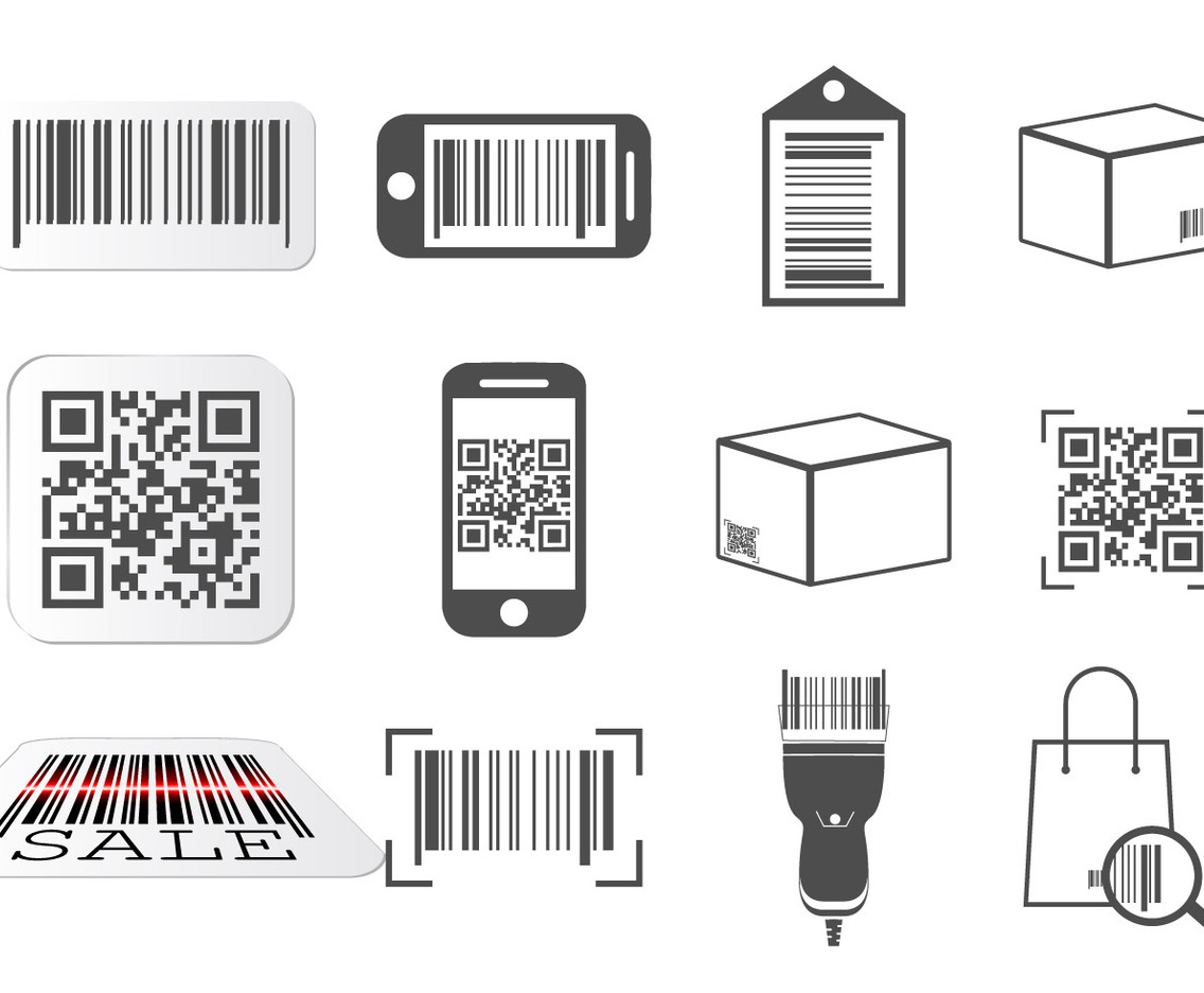 QR code and Barcode icons set