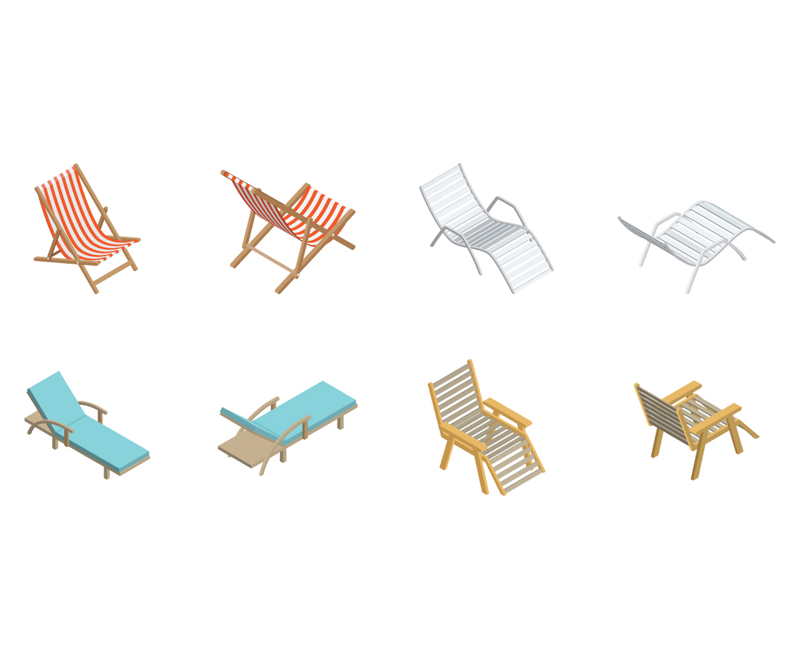 Free Isometric Deck Chair Vector
