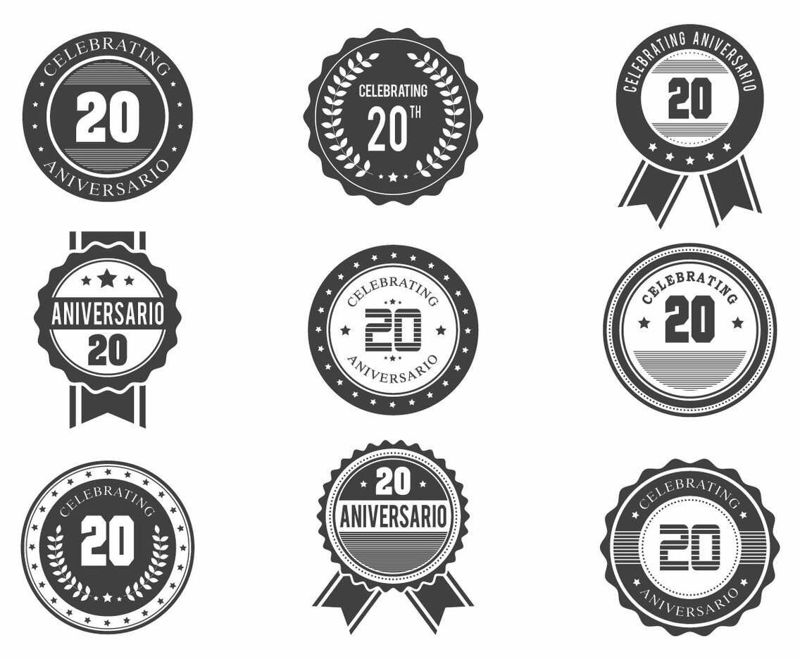 Free Anniversario Retro Badges Design