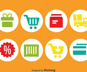 Online Shopping Circle Icons