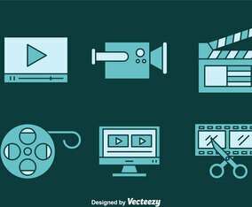 Video Editing Blue Icons