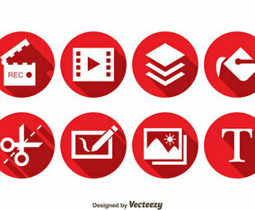 Video Editing Red Circle icons
