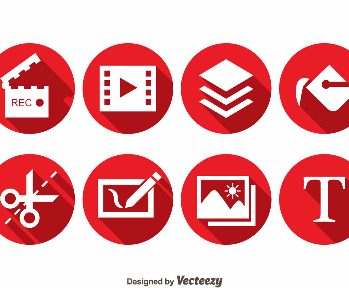 Video Editing Red Circle icons
