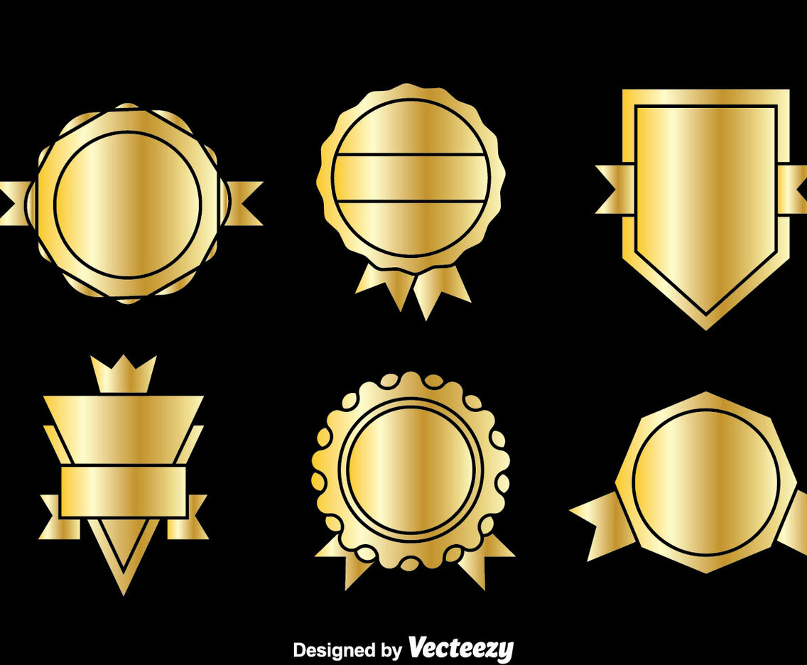 Golden Blank Badge Vector